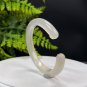 Light Champagne White Agate Open Bangle 52MM Icy Translucent Carved Cat's Paw