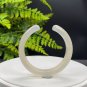 Light Champagne White Agate Open Bangle 52MM Icy Translucent Carved Cat's Paw