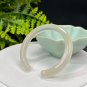 Light Champagne White Agate Open Bangle 52MM Icy Translucent Carved Cat's Paw