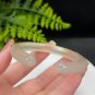 Light Champagne White Agate Open Bangle 52MM Icy Translucent Carved Cat's Paw