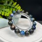 Blue Kyanite Beaded Bracelet 13mm Icy Cat's Eyes Oil Painting Style