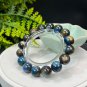 Blue Kyanite Beaded Bracelet 13mm Icy Cat's Eyes Oil Painting Style