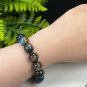 Blue Kyanite Beaded Bracelet 13mm Icy Cat's Eyes Oil Painting Style