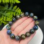 Blue Kyanite Beaded Bracelet 13mm Icy Cat's Eyes Oil Painting Style