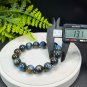 Blue Kyanite Beaded Bracelet 13mm Icy Cat's Eyes Oil Painting Style