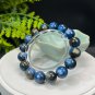 Blue Kyanite Beaded Bracelet 13mm Icy Cat's Eyes Oil Painting Style