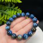 Blue Kyanite Beaded Bracelet 13mm Icy Cat's Eyes Oil Painting Style