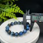 Blue Kyanite Beaded Bracelet 13mm Icy Cat's Eyes Oil Painting Style