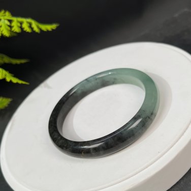 Serpentine Jade Bangle 58MM Ink Painting Style Mildness Gradient Dark Green