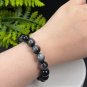 Hawk's Eye Beaded Bracelet 11mm Round Beads Black Gray
