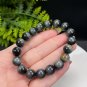 Hawk's Eye Beaded Bracelet 11mm Round Beads Black Gray