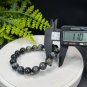 Hawk's Eye Beaded Bracelet 11mm Round Beads Black Gray