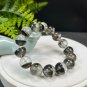 Brazilian Phantom Quartz Beaded Bracelet 14.5mm Icy Transparent Cornucopia Red Green Ghost Crystal