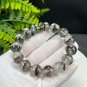 Brazilian Phantom Quartz Beaded Bracelet 14.5mm Icy Transparent Cornucopia Red Green Ghost Crystal