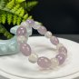 Brazilian Purple White Agate Bracelet High Icy Translucent Clean Barrel Beads