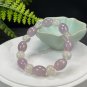 Brazilian Purple White Agate Bracelet High Icy Translucent Clean Barrel Beads