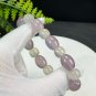 Brazilian Purple White Agate Bracelet High Icy Translucent Clean Barrel Beads