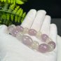 Brazilian Purple White Agate Bracelet High Icy Translucent Clean Barrel Beads