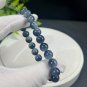 Blue Rabbit Hair Quartz Beaded Bracelet 8.5mm Icy Translucent Cornucopia