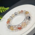 Herkimer Diamond Beaded Bracelet 11mm Flake Ice Transparent Multicolored