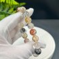 Herkimer Diamond Beaded Bracelet 11mm Flake Ice Transparent Multicolored