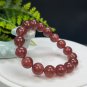 Strawberry Crystal Beaded Bracelet 12mm Icy Translucent Sparkly Pigeon Blood Red