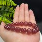Strawberry Crystal Beaded Bracelet 12mm Icy Translucent Sparkly Pigeon Blood Red