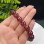 Strawberry Crystal Beaded Bracelet 12mm Icy Translucent Sparkly Pigeon Blood Red