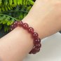 Strawberry Crystal Beaded Bracelet 12mm Icy Translucent Sparkly Pigeon Blood Red