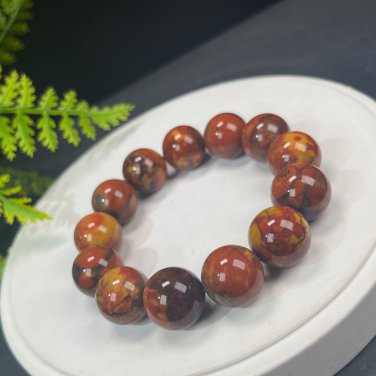 South African Pietersite Beaded Bracelet 16.5mm Porcelain Luster Crystallization Oil Painting Style