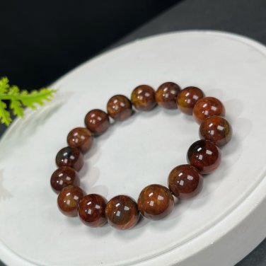 South African Pietersite Beaded Bracelet 12mm Porcelain Luster Oil Painting Style