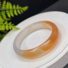 Gradient Orange White Agate Bangle 58MM Icy Translucent Multi-layer Lace Scenic