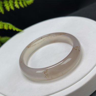 Gradient Gray White Agate Bangle 52MM Icy Translucent Starry Sky