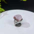 African Raw Cobalt Calcite Crystal Intergrowth Ring Adjustable Flake Ice Silver S925 Handmade