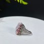 African Raw Cobalt Calcite Crystal Intergrowth Ring Adjustable Flake Ice Silver S925 Handmade