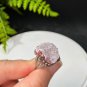 African Raw Cobalt Calcite Crystal Intergrowth Ring Adjustable Flake Ice Silver S925 Handmade