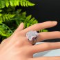 African Raw Cobalt Calcite Crystal Intergrowth Ring Adjustable Flake Ice Silver S925 Handmade