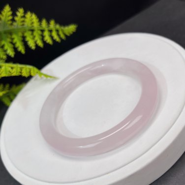 Rose Quartz Bangle 61+MM Flake Ice Translucent Light Pink Round