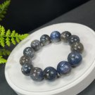 Lepidolite Kyanite Beaded Bracelet 17.5mm Flash Icy Crystallization Large Beads Blue