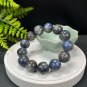Lepidolite Kyanite Beaded Bracelet 17.5mm Flash Icy Crystallization Large Beads Blue