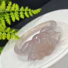 Smoky Purple Agate Bangle 59MM High Icy Translucent Clean Twisted Style Hand Carved Lotus