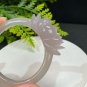 Smoky Purple Agate Bangle 59MM High Icy Translucent Clean Twisted Style Hand Carved Lotus