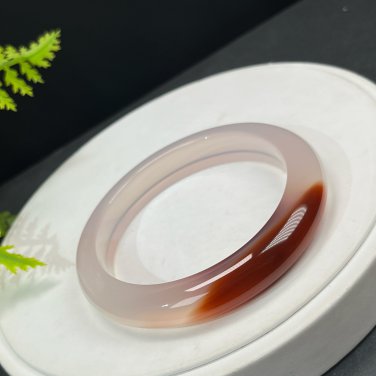 Light Smoky Purple Agate Bangle 61MM High Icy Translucent Clean Red Celestial Eye