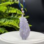 Lavender Purple Fossilized Coral Pendant Porcelain Luster Jadeification Hand Carved Feather Bird