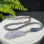 Lavender Purple Fossilized Coral Pendant Porcelain Luster Jadeification Hand Carved Feather Bird