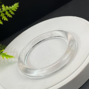 White Crystal Bangle 60MM Flake Ice Transparent Rainbow Round