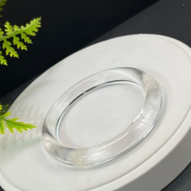 White Crystal Bangle 59MM Flake Ice Transparent Rainbow Round