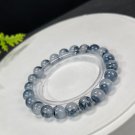 Blue Rabbit Hair Quartz Beaded Bracelet 8.5mm Icy Translucent Cornucopia
