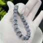 Blue Rabbit Hair Quartz Beaded Bracelet 8.5mm Icy Translucent Cornucopia