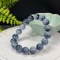 Blue Rabbit Hair Quartz Beaded Bracelet 12mm Icy Translucent Cornucopia